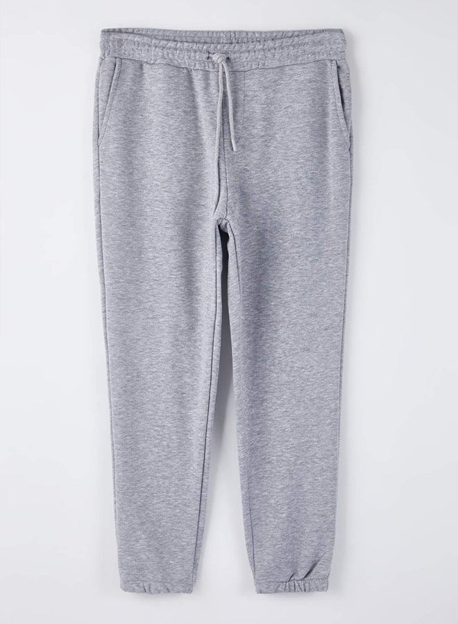 trendyol Gray Melange Regular/Normal Cut Pocket Top Label Detail Rubber Leg Track Suit - Image 1