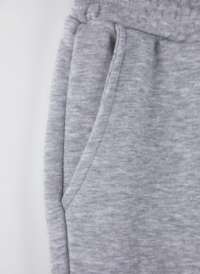 trendyol Gray Melange Regular/Normal Cut Pocket Top Label Detail Rubber Leg Track Suit - Image 3
