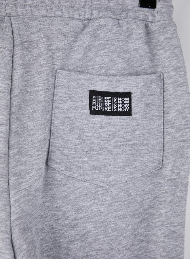 trendyol Gray Melange Regular/Normal Cut Pocket Top Label Detail Rubber Leg Track Suit - Image 4