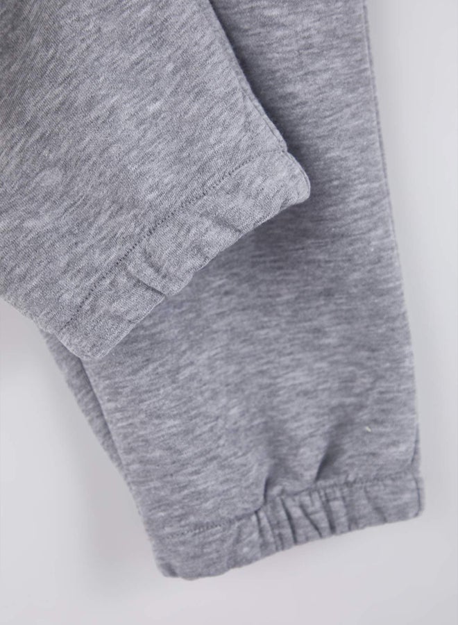trendyol Gray Melange Regular/Normal Cut Pocket Top Label Detail Rubber Leg Track Suit - Image 2