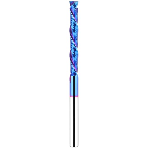 EANOSIC Extra Long Compression Spiral Router Bit with 1/4 Inch Shank 2 Inch Cutting Length 4 Inch OVL, Solid Carbide Up/Down Cut CNC Bit, Ideal for Wood Cutting, Slotting, Engraving, Carving - Image 1