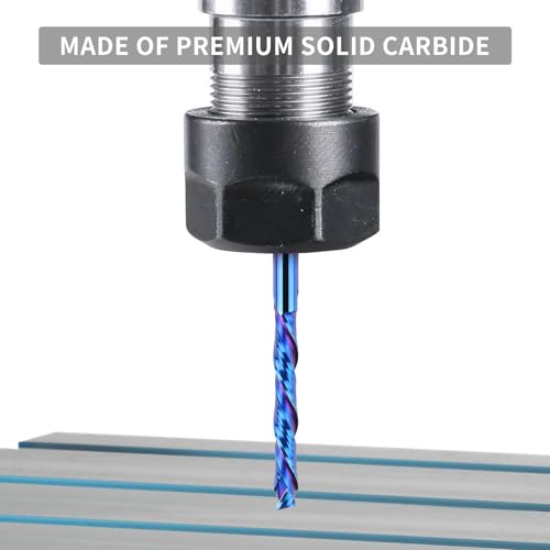 EANOSIC Extra Long Compression Spiral Router Bit with 1/4 Inch Shank 2 Inch Cutting Length 4 Inch OVL, Solid Carbide Up/Down Cut CNC Bit, Ideal for Wood Cutting, Slotting, Engraving, Carving - Image 5