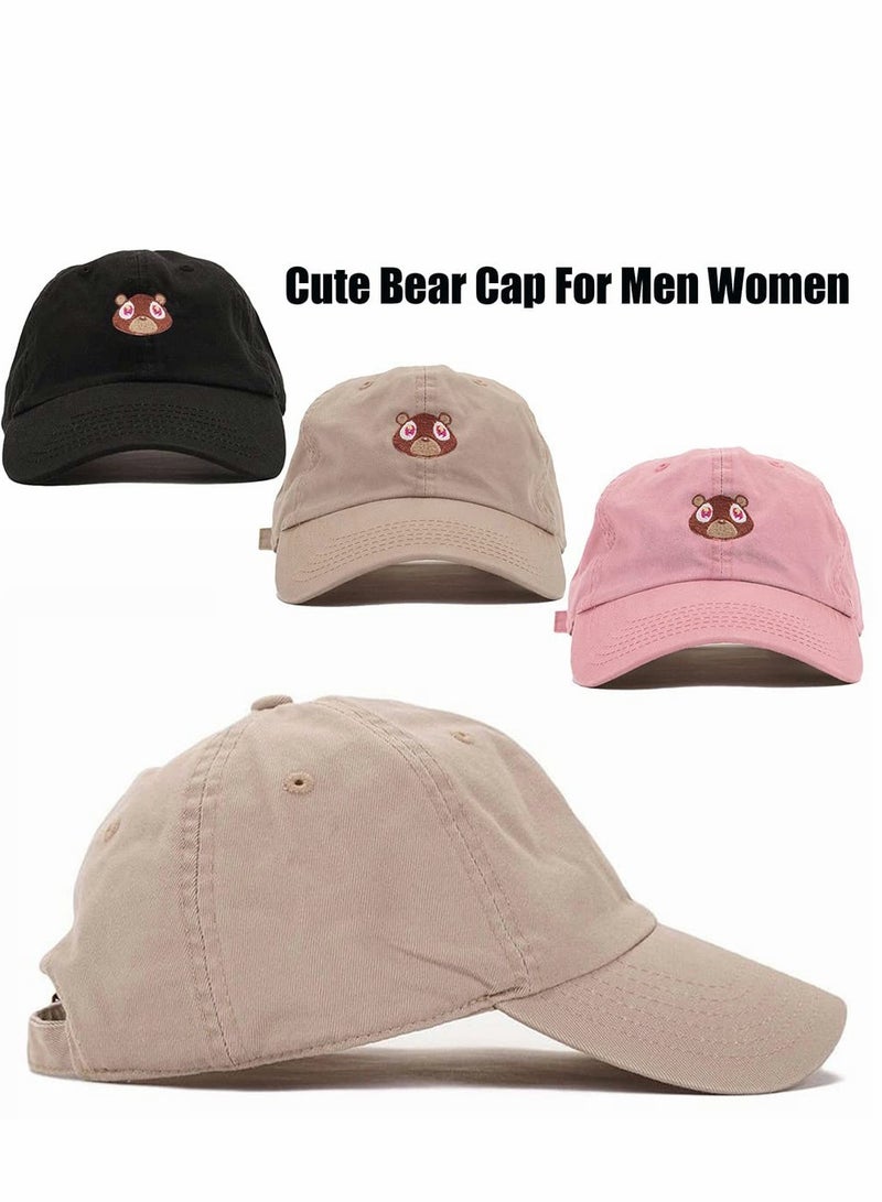 Excefore Cute Bear Embroidery Cotton Hat Hip-Hop Baseball Cap Adjustable for Unisex Hats - Image 2
