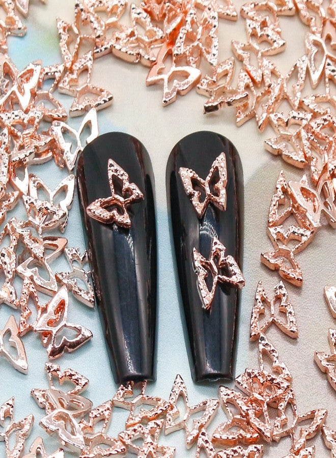 DANNEASY 100pcs 3D Butterfly Charms for Nails Rose Gold Nail Charms Alloy Nail Jewels Nail Butterfly Design Nail Decoration for DIY Craft Nail Art Accessories - Image 3