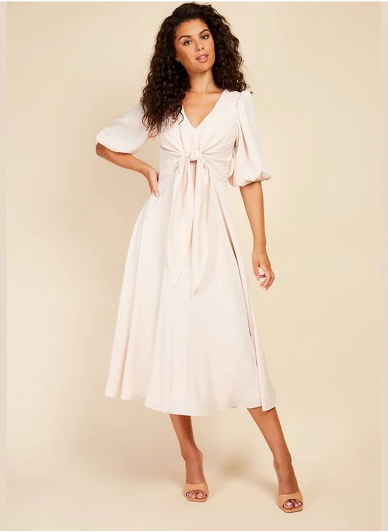 Little Mistress Little Mistress Ecru Texture Midaxi Dress