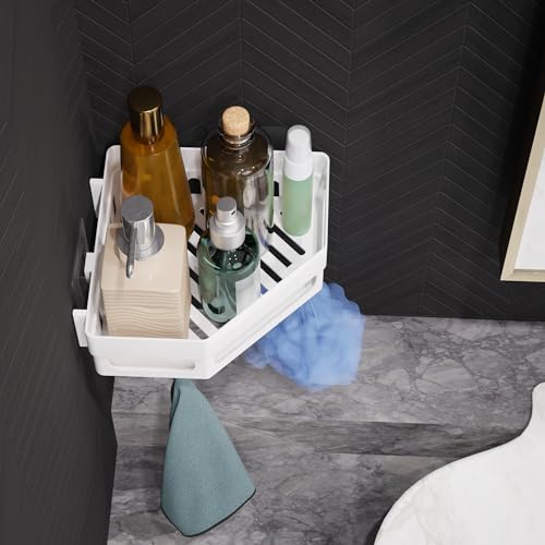 XBEY Shop Stand/Self Adhesive Shelf/Rack for Bathrooms/Adhesive Toilet Rack/Wall Organiser for Bedroom/Self Adhesive Wall Shelves/Towel Holder/Corner Shelf for Bathroom (2, Diamond Corner Shelf) - Image 4