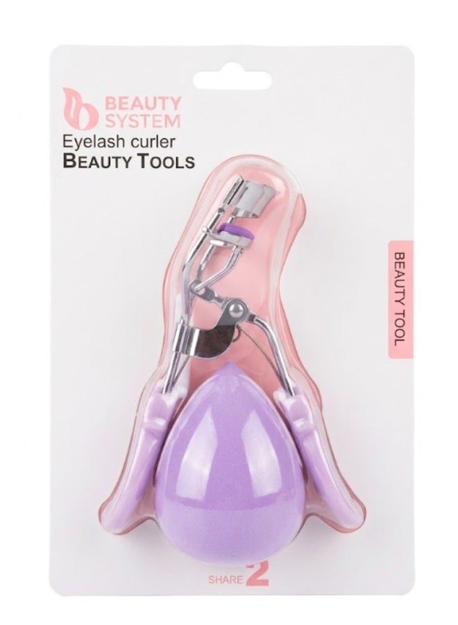 Eyelash Curler & Soft Makeup Sponge Random Color