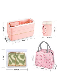 Arabest 27pcs Bento Box Set, Stackable 3-in-1 Compartment Lunch Box Set, Includes Soup Cup, Sauce Jar, Spoon, Fork, Cake Cup, Fruit Holder, Snack Bag, Leak-proof Lunch Box  - Image 4