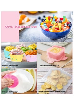 Arabest 27pcs Bento Box Set, Stackable 3-in-1 Compartment Lunch Box Set, Includes Soup Cup, Sauce Jar, Spoon, Fork, Cake Cup, Fruit Holder, Snack Bag, Leak-proof Lunch Box  - Image 5