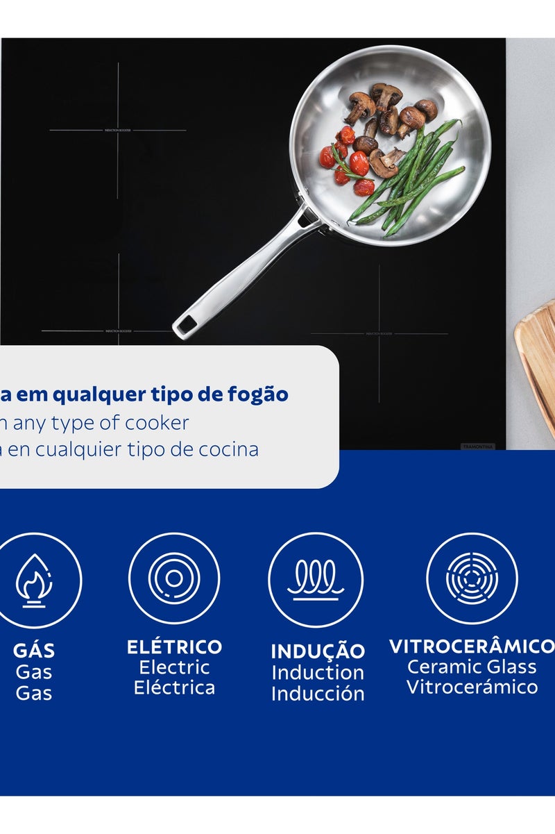 TRAMONTINA مقلاة ترامونتينا 🇧🇷 26 سم غرانة – ستانلس ستيل 2.2 لتر 🍳 | قاعدة ثلاثية الطبقات، جاهزة للاستخدام على الحث | منذ 1911، مصنوعة في البرازيل – الطراز 62155260 - Image 4