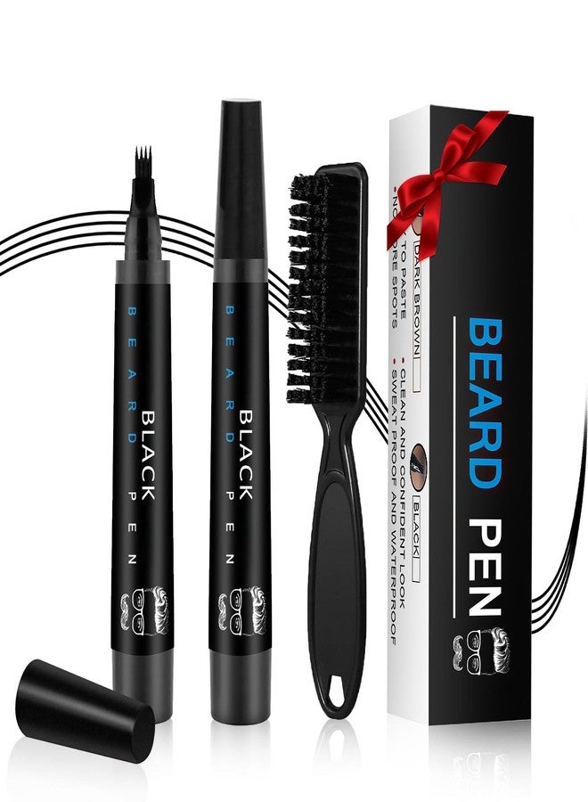 Ihrlpxkc Beard Pencil Filler for Men Black - Beard Pen with Brush, Barber Pencil Long-wear & Water-proof, Mens Grooming Kits Creating Voluminous Beard Color Birthday Gifts for Men (Black - Image 1