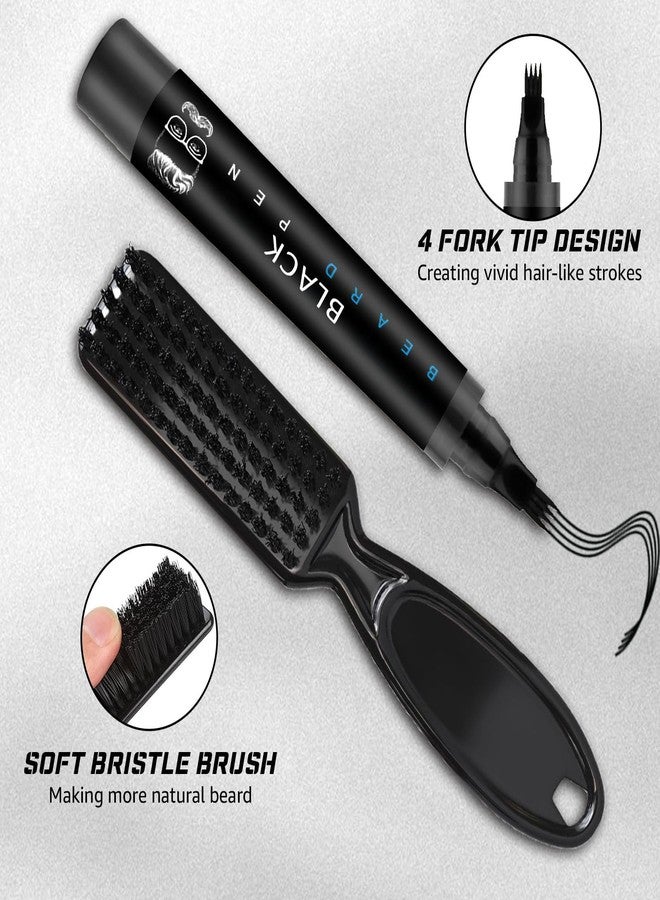 Ihrlpxkc Beard Pencil Filler for Men Black - Beard Pen with Brush, Barber Pencil Long-wear & Water-proof, Mens Grooming Kits Creating Voluminous Beard Color Birthday Gifts for Men (Black - Image 3