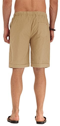 NITAGUT Men's Linen Casual Classic Fit Shorts (2XL, 02Khaki) - Image 5