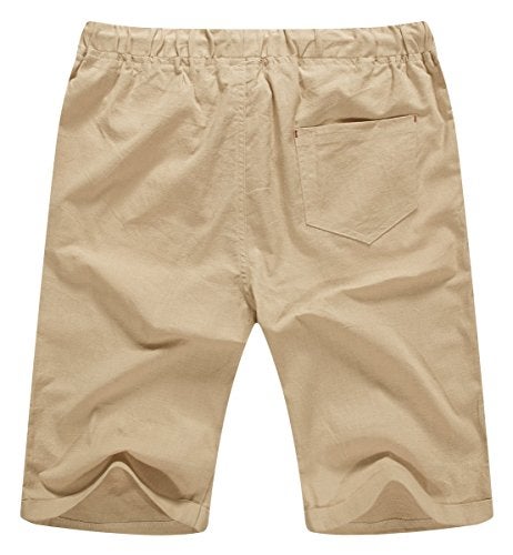 NITAGUT Men's Linen Casual Classic Fit Shorts (2XL, 02Khaki) - Image 2