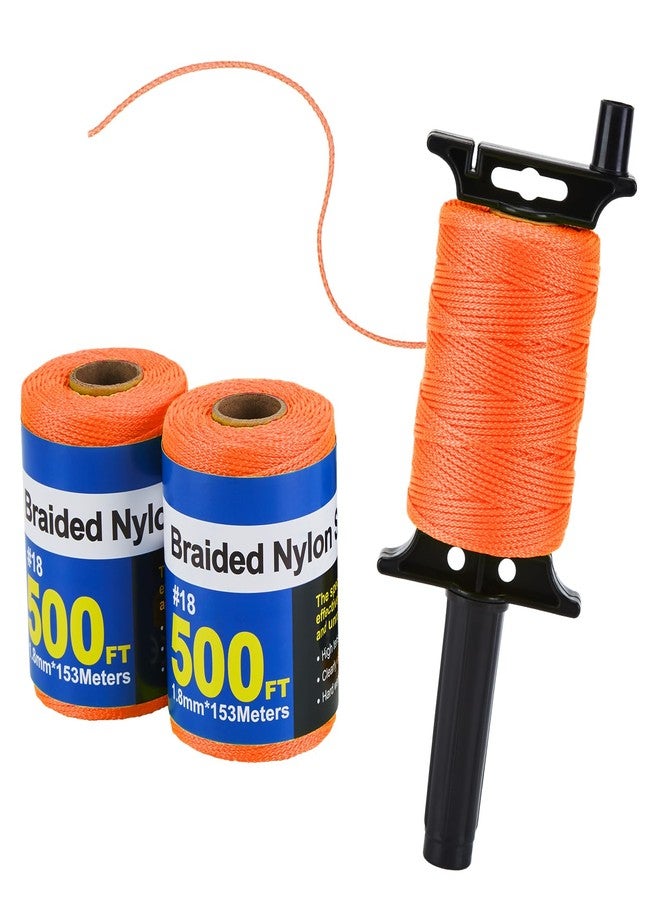 إيمدج خيط خيط ماسون مكون من 3 لفات - خيط نايلون مضفر رقم 18 - بطول 500 قدم - نايلون مع بكرة خيط قابلة لإعادة التعبئة لأدوات البستنة أو البناء - خيط بناء مثالي (برتقالي) - Image 1