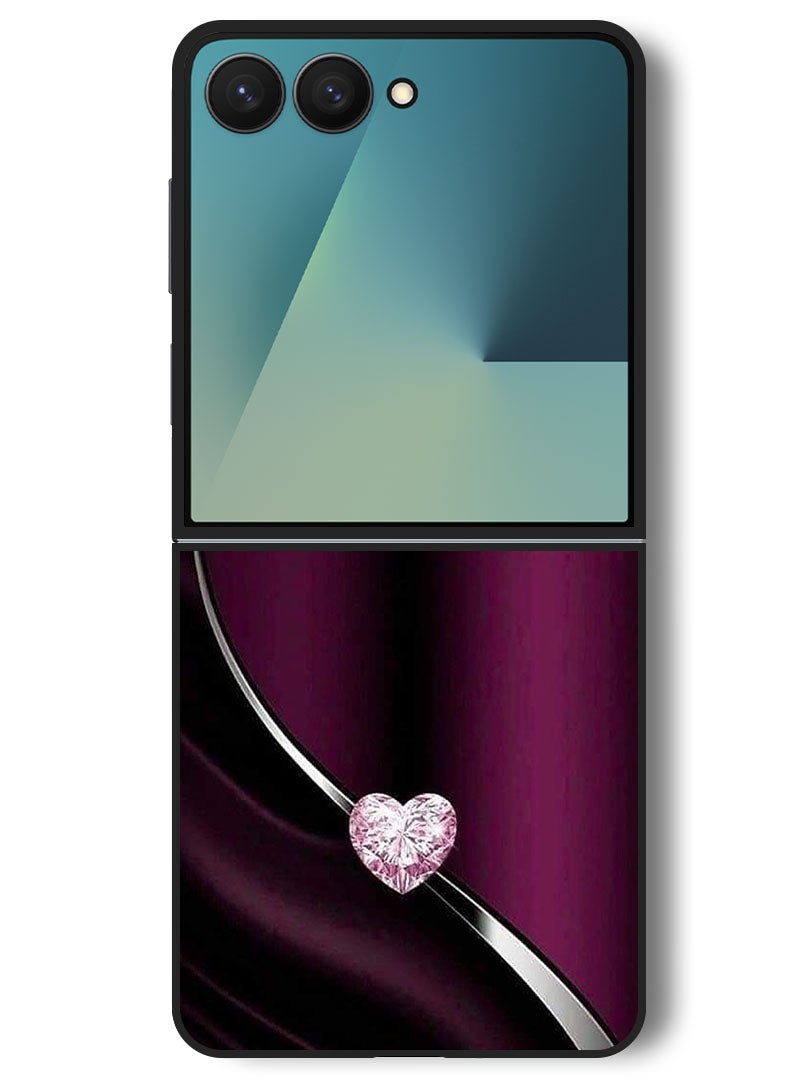 Theodor Case Compatible with Samsung Galaxy Z Flip 7 - 6.9 Inch Protection Shockproof Bumper Cover Diamond Heart - Image 1