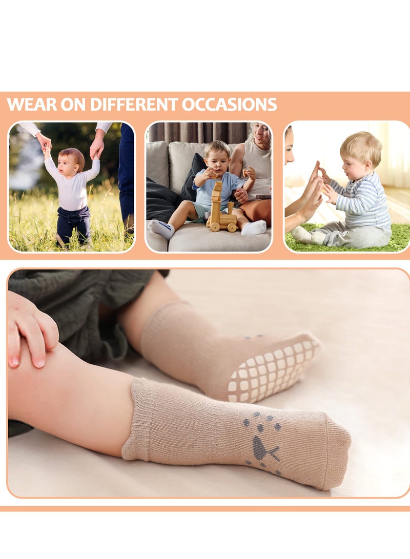 KASTWAVE Baby Non Slip Sock, 5 Pairs Toddler Non Slip Socks, Low Cut Anti Skid Floor Socks for Kids Girls Boys - Image 2