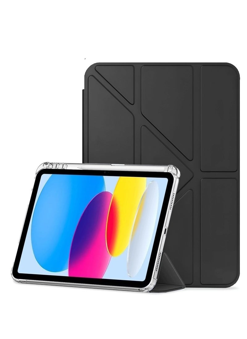 DUSALA iPad 2025 (11th Generation) A16 10.9 Inch Symmetry 360 Smart Folio Case – Auto Wake/Sleep, Premium Leather Texture Front, Transparent Shockproof Back, Built-In Pencil Holder, Tri-Fold Stand, Lightweight Protective Cover – Black - Image 2