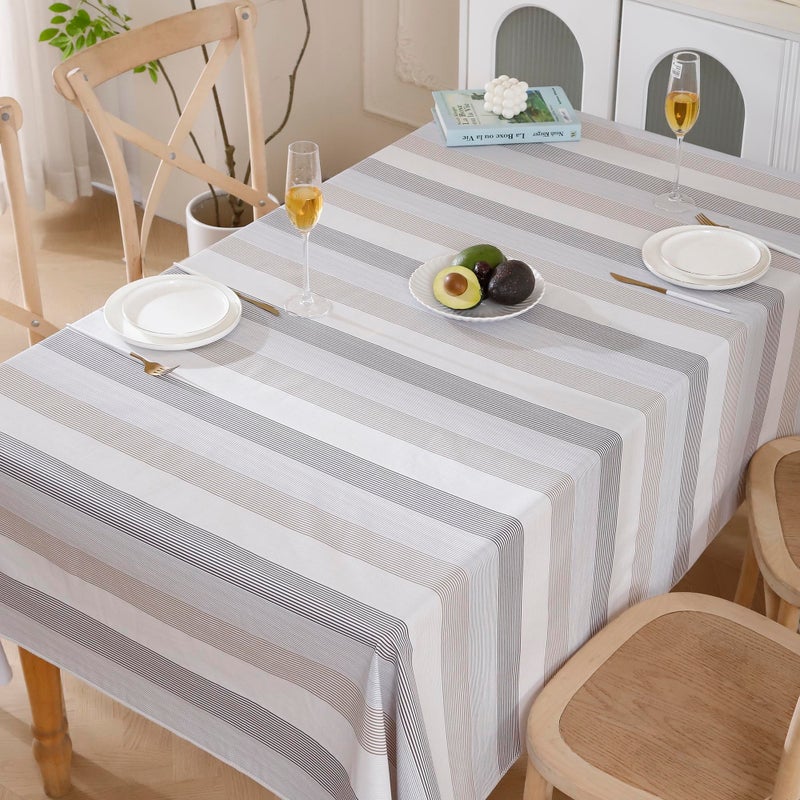 Walrus Heavy Duty Vinyl Tablecloth with Flannel Backing Waterproof Oil-Proof Plastic Table Cloth Stain-Resistant Wipeable Rectangle or Square Table Cover for Indoor and Outdoor (Line,52x70 Inch) - Image 5