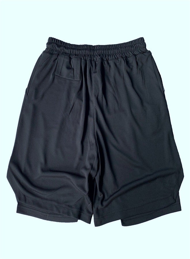 Loquat Men's 2-in-1 Quick Drying Casual Fitness Shorts Black  - Image 3
