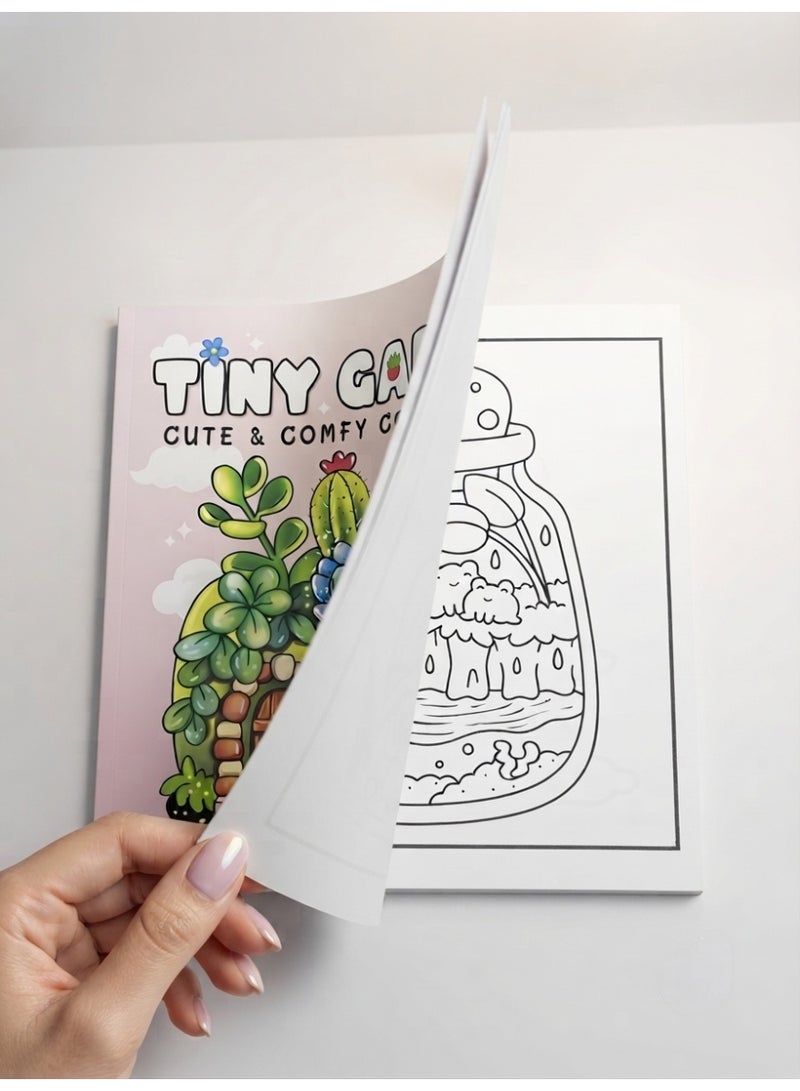 Tiny Gardens Bold & Easy Kawaii Coloring Book - Cute Botanical Scenes, Thick Paper, 20 Single-Sided Pages (20x20 cm) - Image 3