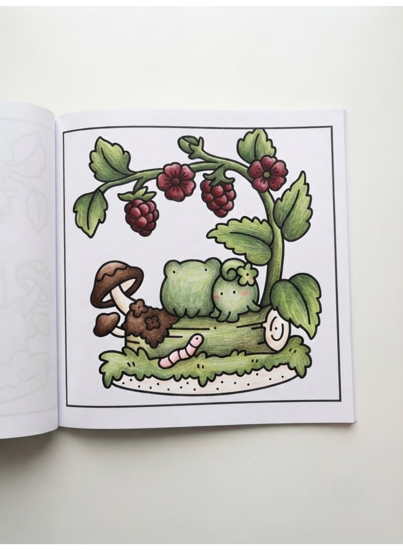 Tiny Gardens Bold & Easy Kawaii Coloring Book - Cute Botanical Scenes, Thick Paper, 20 Single-Sided Pages (20x20 cm) - Image 4