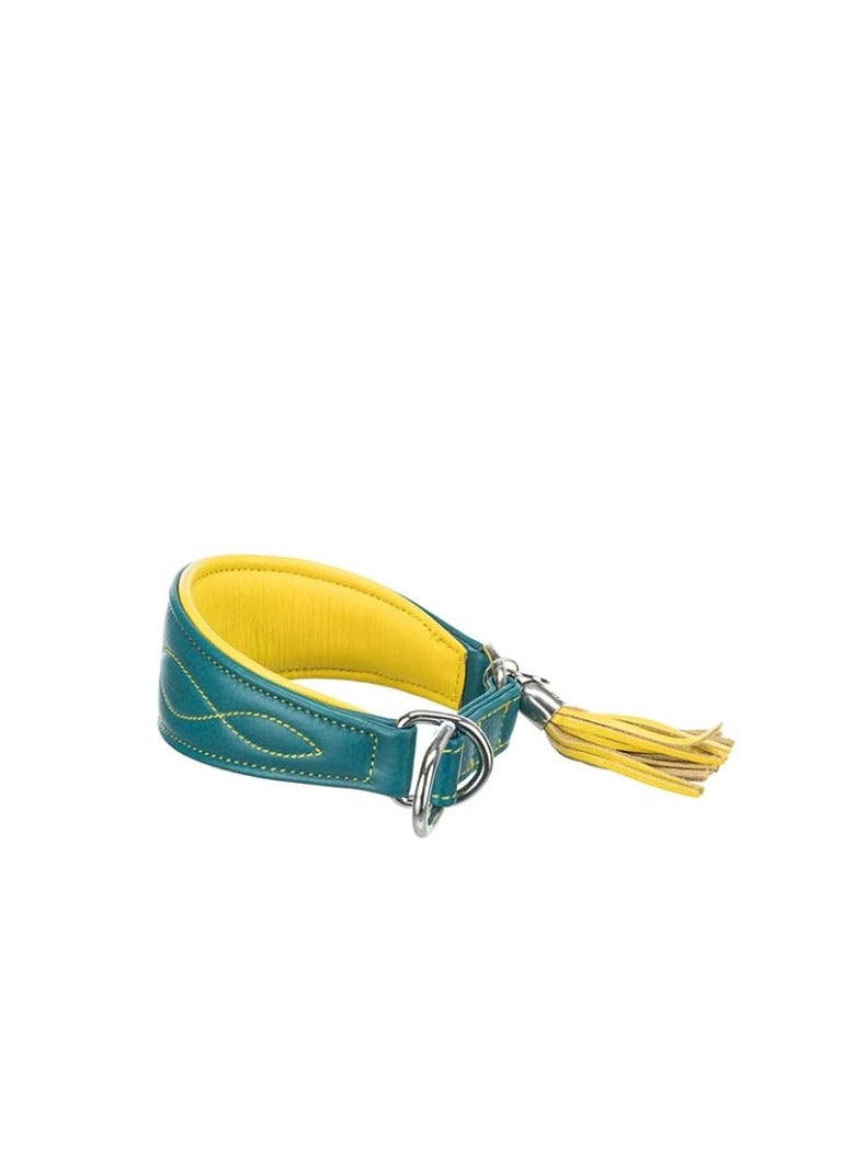 Trixie Active Comfort Collar Petrol & Yellow For Greyhounds Dogs - Image 1