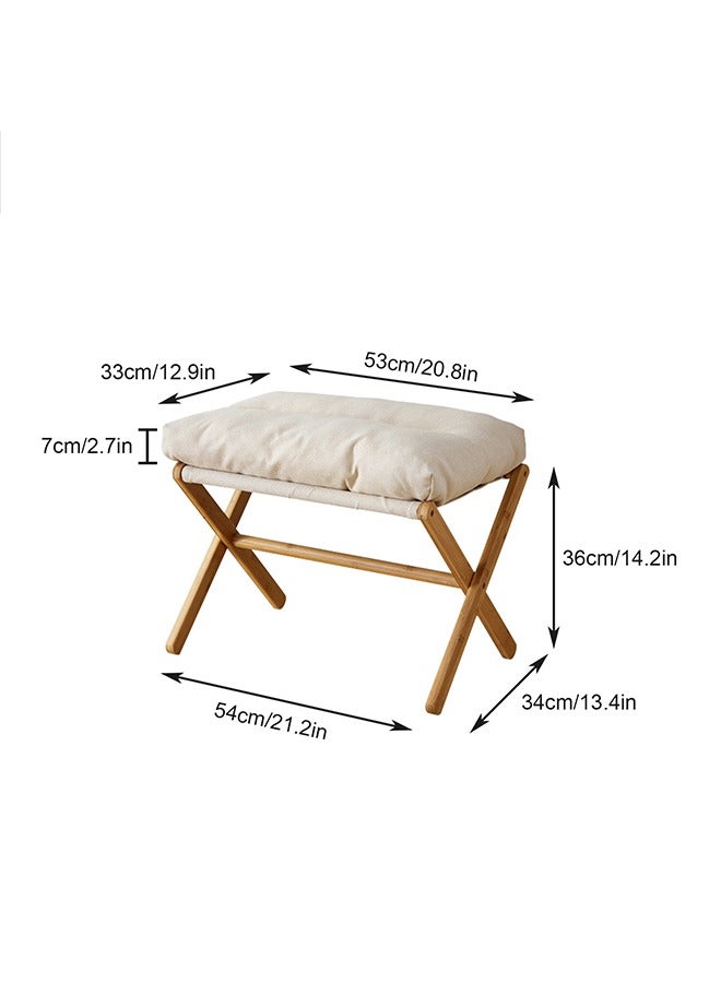 Solerconm Fluffy Ottoman Footrest Stool – Foldable Under-Desk Chair with Removable Cushion, Compact and Comfortable, 54x34x36cm – [Grey/White/Brown] - Image 3