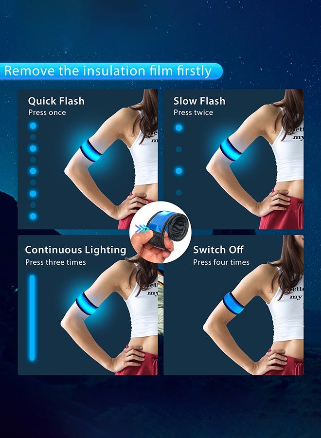 GROIC 2 Pieces Adjustable LED Armband Slap Bracelets Safety Flashing Glow in The Dark Night  For Joggers, Cyclists, Runners, Campers Outdoor Sports For Men Women-Blue - Image 3