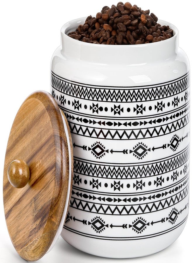 Hedume Kitchen Canister, Ceramic Large Food Storage Jar with Airtight Seal Wooden Lid, 100 Fl Oz Porcelain Food Storage Canister for Home and Kitchen Serving for Coffee, Sugar, Tea, Flour and More - Image 1