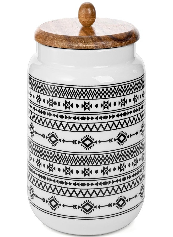 Hedume Kitchen Canister, Ceramic Large Food Storage Jar with Airtight Seal Wooden Lid, 100 Fl Oz Porcelain Food Storage Canister for Home and Kitchen Serving for Coffee, Sugar, Tea, Flour and More - Image 2
