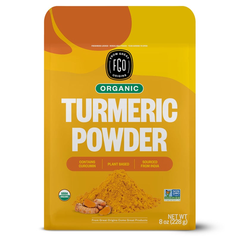 FGO Organic Turmeric Powder wCurcumin 8oz Resealable Pouch USDA Organic and NonGMO Sourced from India Packaging May Vary Pack of 1 - Image 3