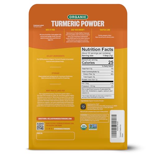 FGO Organic Turmeric Powder wCurcumin 8oz Resealable Pouch USDA Organic and NonGMO Sourced from India Packaging May Vary Pack of 1 - Image 5