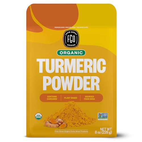 FGO Organic Turmeric Powder wCurcumin 8oz Resealable Pouch USDA Organic and NonGMO Sourced from India Packaging May Vary Pack of 1 - Image 1