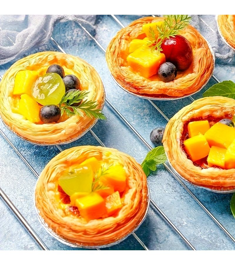 15 Pcs Disposable Aluminum Foil Egg Tart Cups And Floral Pie Plates Mini Baking Trays For Cakes Cheesecakes Caramel Pudding Birthday Wedding Party - Image 3