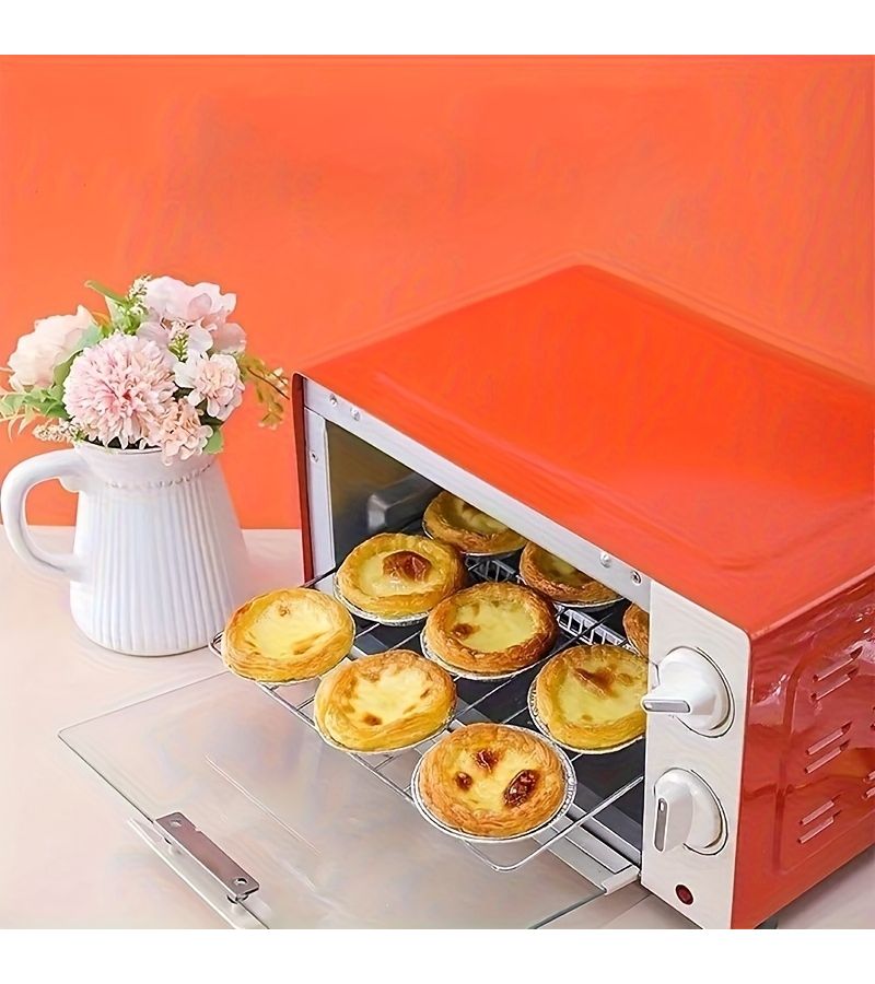 15 Pcs Disposable Aluminum Foil Egg Tart Cups And Floral Pie Plates Mini Baking Trays For Cakes Cheesecakes Caramel Pudding Birthday Wedding Party - Image 2