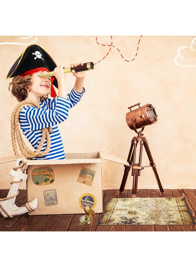 Sratte Pirate Monocular Telescope Treasure Map Pocket Compass Pirate Hat Skull Print Pirate Captain Costume 5 Pcs Pirate Party Favors Pirate Costume Spyglass Kid Compass For Pirate Party Cosplay Fancy Dress - Image 5