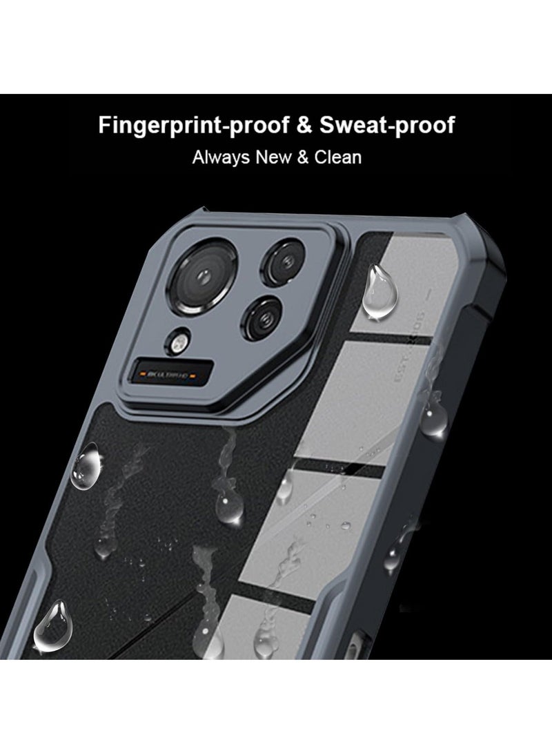 Captaintech Case for ASUS ROG Phone 8 Pro 5G with 1 Screen Protector, Ultra Thin Cover with Soft TPU Bumper, Acrylic Clear Back, Military Grade Airbag Drop Protection, Black - Image 4