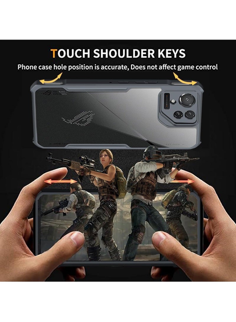 Captaintech Case for ASUS ROG Phone 8 Pro 5G with 1 Screen Protector, Ultra Thin Cover with Soft TPU Bumper, Acrylic Clear Back, Military Grade Airbag Drop Protection, Black - Image 5