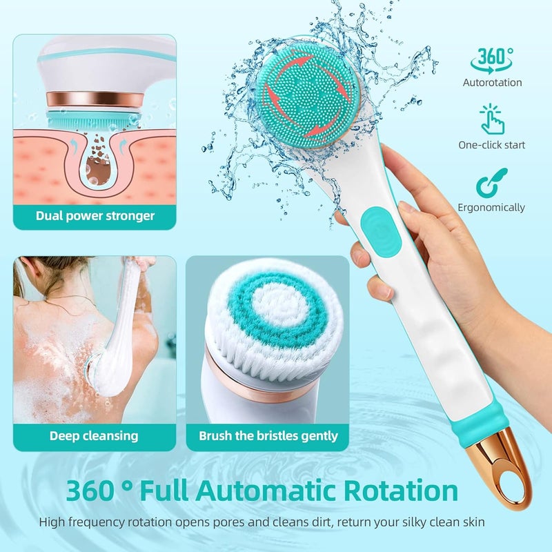 Electric Body Brush Set with 4 Brush Heads - USB Rechargeable Shower Scrubber - Image 5