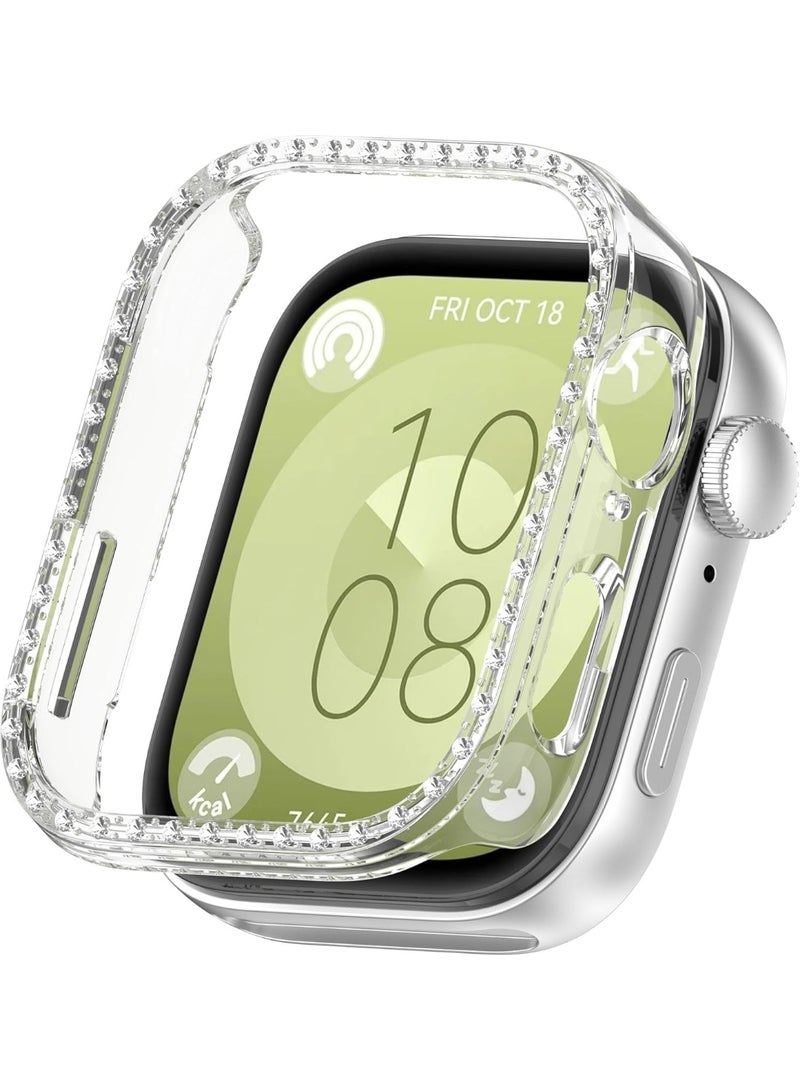 Bling Case Without screen protector for Huawei Watch Fit 3, Hard PC Frame Case, Crystal Diamonds Bumper Cover for Women Girls, Slim Protective Cover for Huawei Watch Fit 3 (Clear) - Image 3