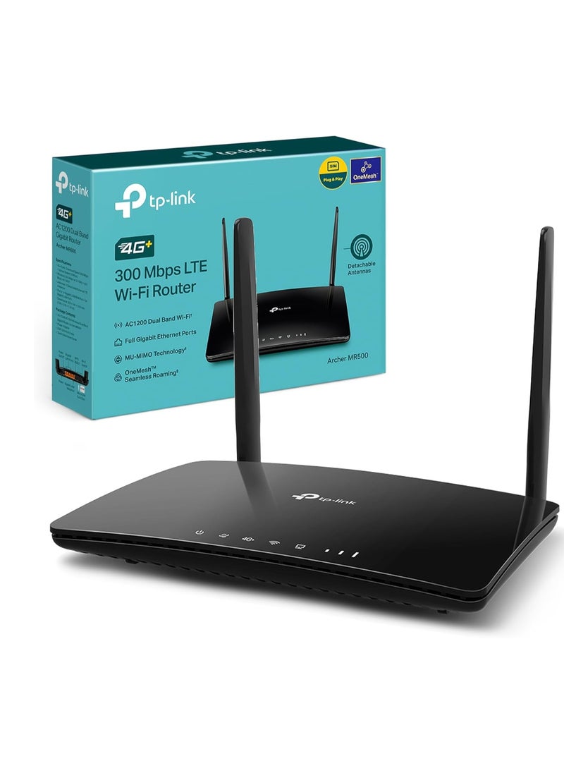 Tp-link Tl - TP-Link AC1200 4G+ Cat6 Wireless Dual Band Gigabit Router, 4G Network SIM Slot Unlocked, with MU-MIMO technology, Black - Image 1