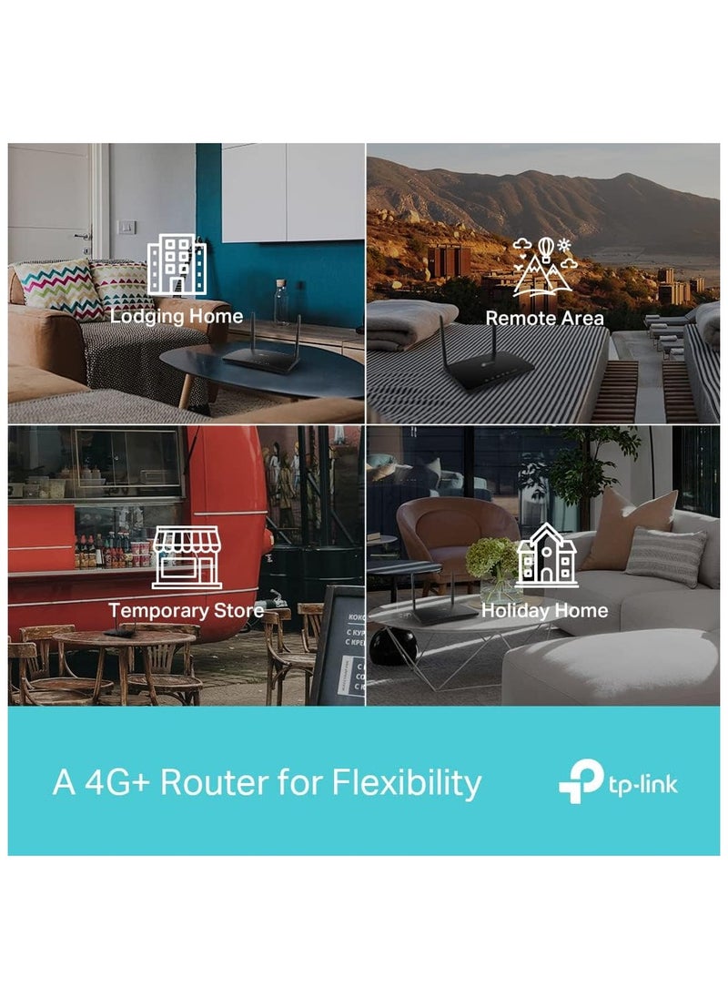 Tp-link Tl - TP-Link AC1200 4G+ Cat6 Wireless Dual Band Gigabit Router, 4G Network SIM Slot Unlocked, with MU-MIMO technology, Black - Image 1