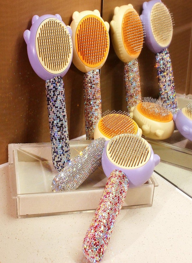 Bestbling Bling Bling Crystal Rhinestone Pet Grooming Brush Comb - 140° Curved Needle Cats & Dogs brushes (Silver) - Image 5