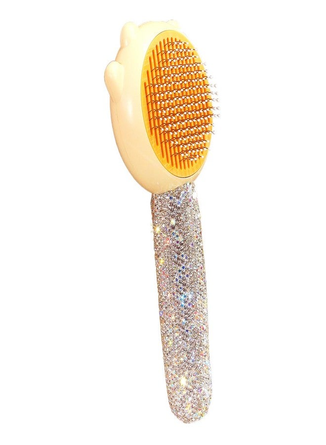 Bestbling Bling Bling Crystal Rhinestone Pet Grooming Brush Comb - 140° Curved Needle Cats & Dogs brushes (Silver) - Image 1