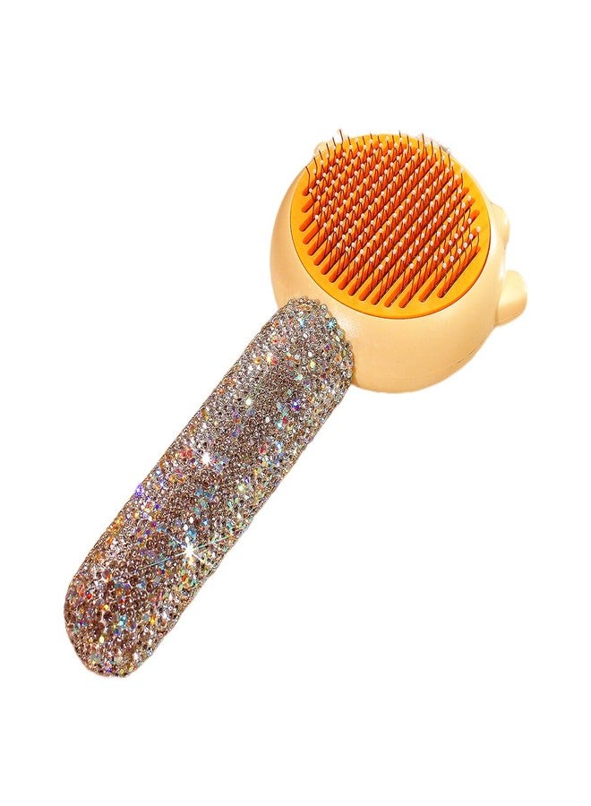 Bestbling Bling Bling Crystal Rhinestone Pet Grooming Brush Comb - 140° Curved Needle Cats & Dogs brushes (Silver) - Image 3