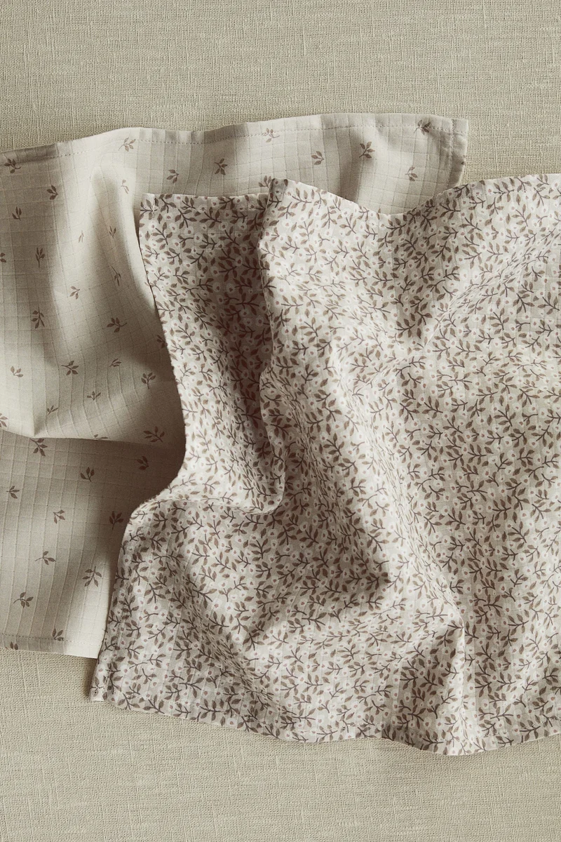 اتش اند ام قماش صغير من الموسلين - عبوة من 2