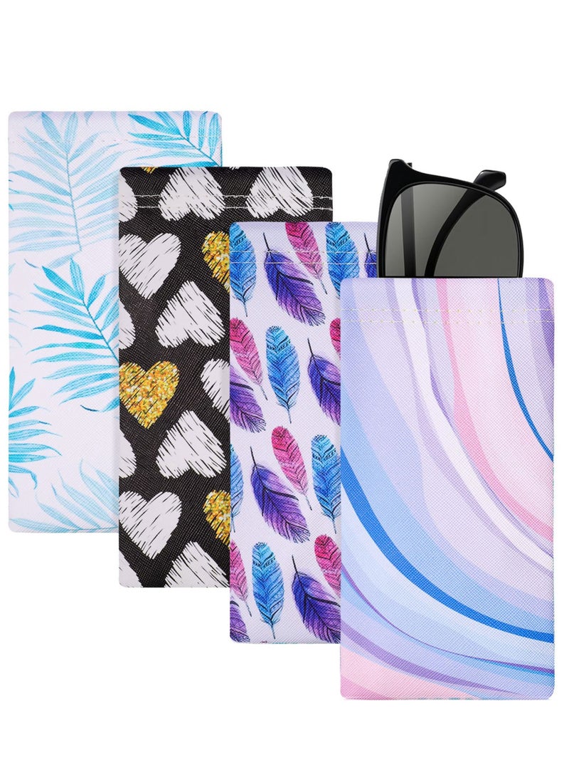 سيوسي حافظة نظارات، 4 قطع من الحقيبة الجلدية للنظارات الشمسية، حافظات نظارات من جلد البولي يوريثان الناعم المحمولة، حقيبة نظارات شمسية مخصصة للنساء والرجال والأطفال، مقاس واحد - Image 1