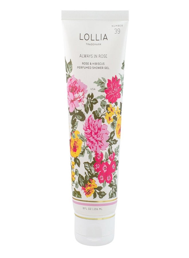 LOLLIA Always In Rose Shower Gel, 8 fl. oz., Luxury Moisturizing Body Wash for Women, Lightly Rose & Hibiscus Scented Liquid Soap - Image 1