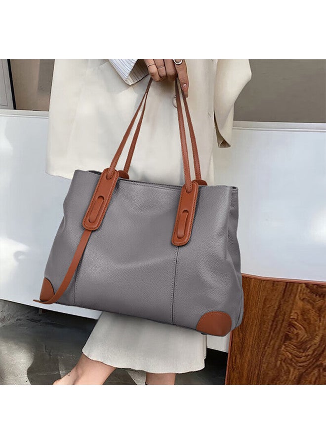 Viney Cowhide Tote Bag Women's Large Capacity Shoulder Bag Lightweight Single Shoulder Bag Birthday Gift High-end Feeling For Girlfriend Wife - Image 1